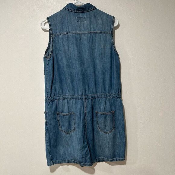 Universal Thread Womens dress Size S Sleeveless Button Up Blue Chambray Denim - Picture 2 of 9